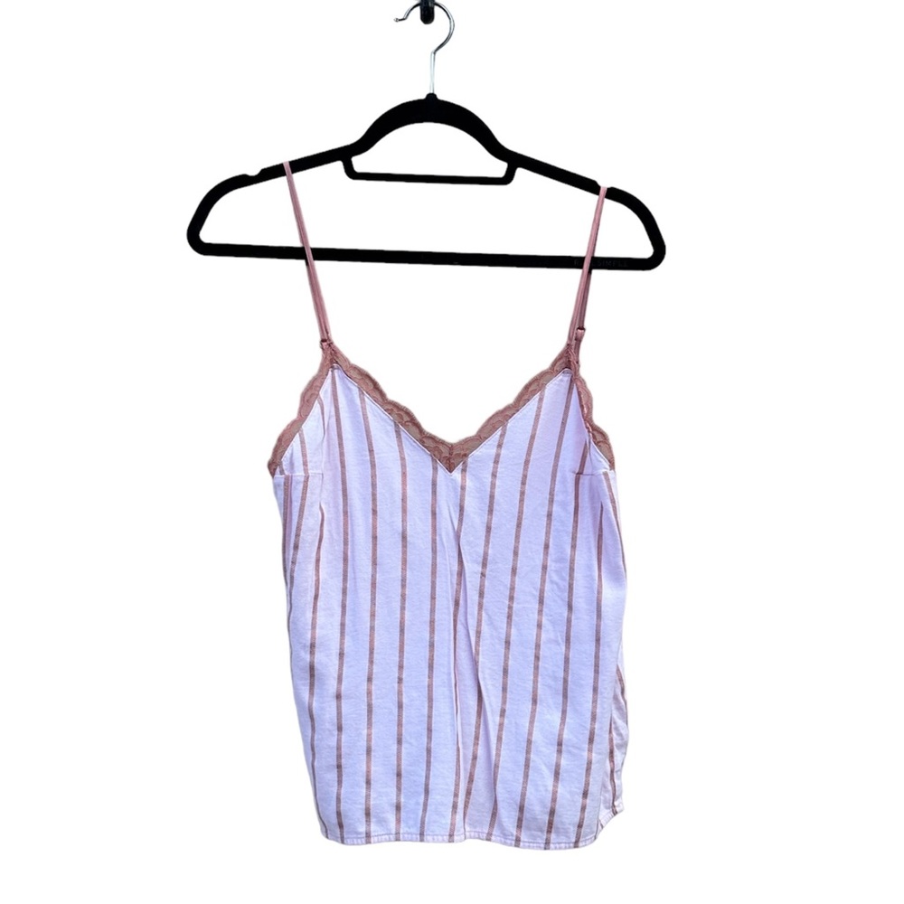 Victoria’s Secret Love Pink Stripe Lace Trim Nightie Cami Tank XS